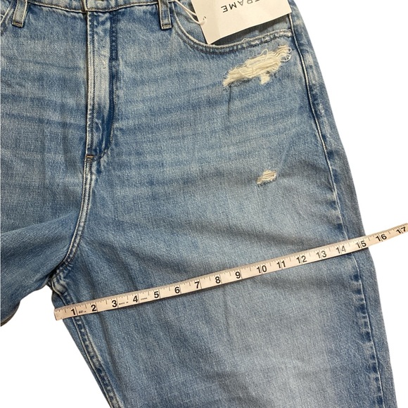 frame le high 'n' tight wide-leg crop jeans downpour rips - Picture 10 of 11